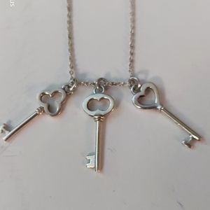 SOLD  Tiffany & Co 3 Mini Keys Necklace 16" Sterling Silver